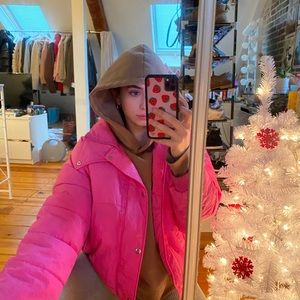 🌈 Free People Hot Pink Puffer Coat 🌈